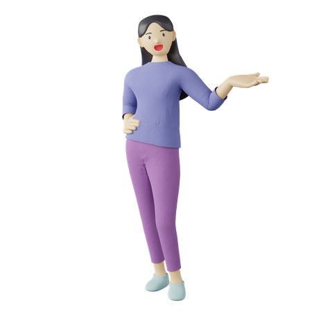 Casual female present pose  3D Illustration