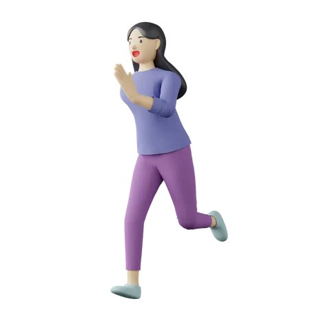 Casual female running pose  3D Illustration