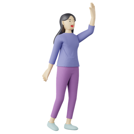 Casual female waving pose  3D Illustration