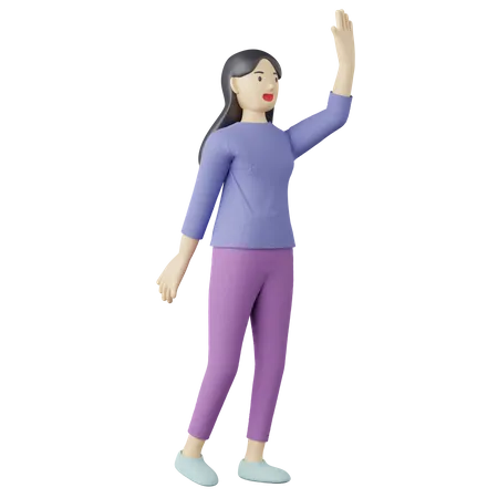 Casual female waving pose  3D Illustration