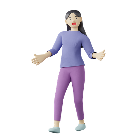 Casual female welcome pose  3D Illustration