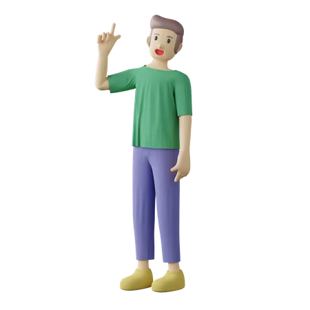 Casual man pointing up pose  3D Illustration