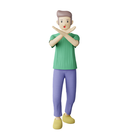 Casual person cross hands pose  3D Illustration