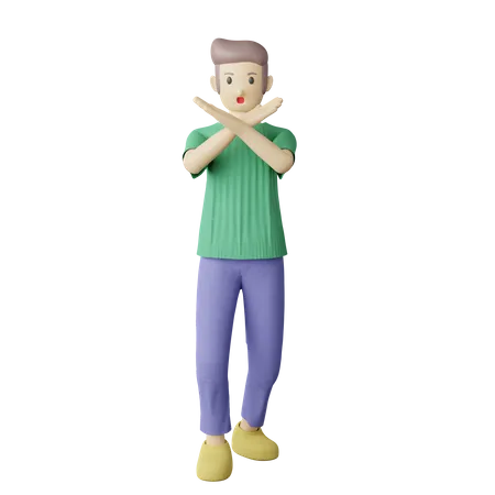 Casual person cross hands pose  3D Illustration