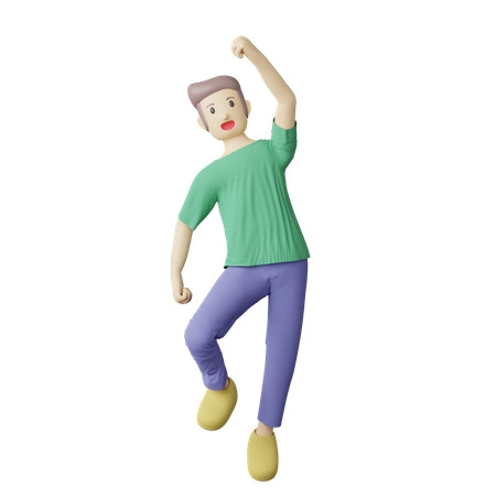 Casual person happy jump pose  3D Illustration