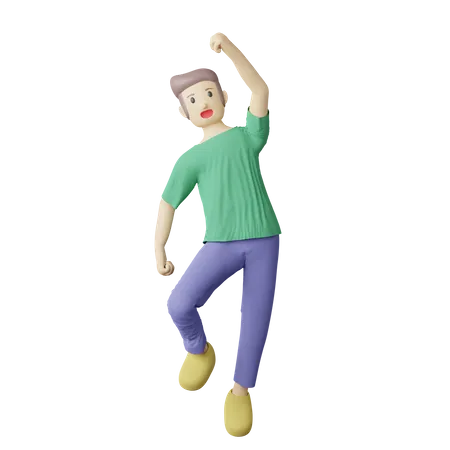 Casual person happy jump pose  3D Illustration