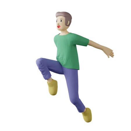 Casual person high jump pose  3D Illustration