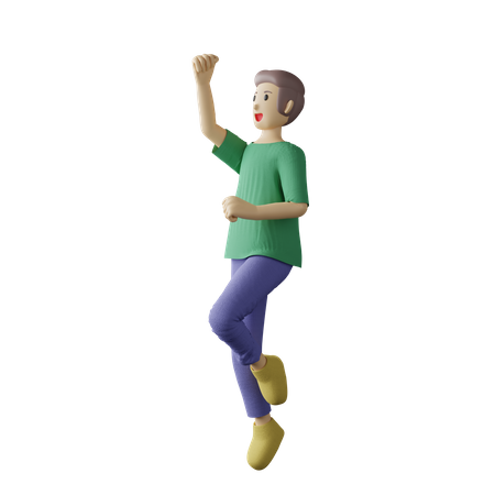 Casual person jump pose  3D Illustration