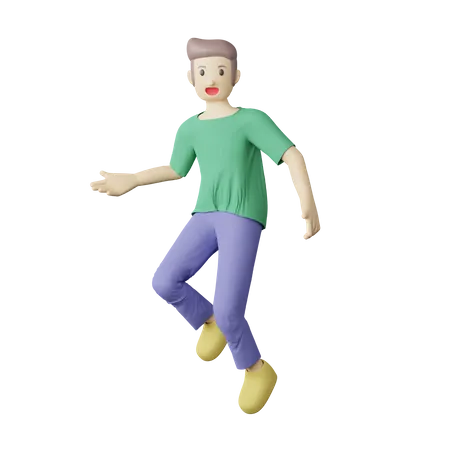 Casual person jumping pose  3D Illustration