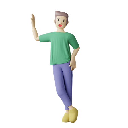 Casual person leans on wall pose  3D Illustration