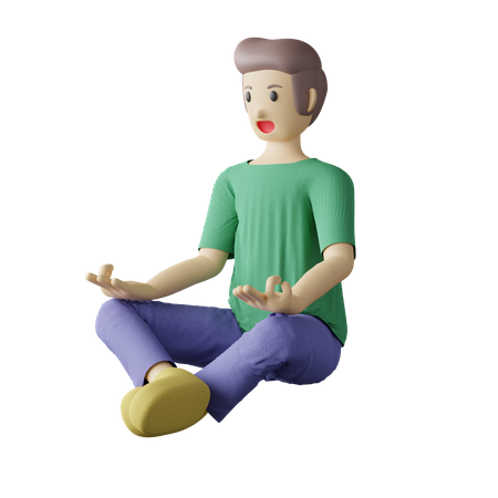 Casual person meditation pose  3D Illustration