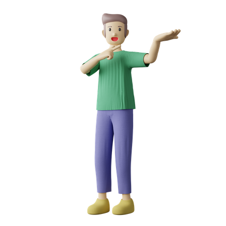 Casual person pointing on hand pose  3D Illustration