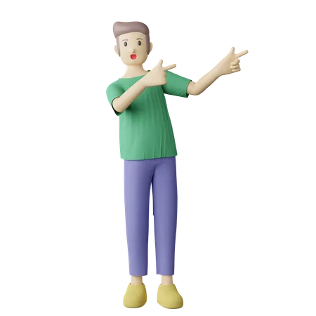 Casual person pointing pose  3D Illustration