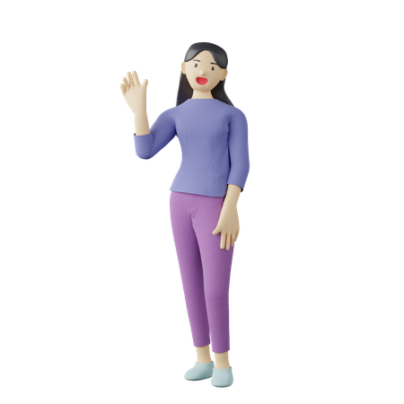 Casual woman say hello  3D Illustration