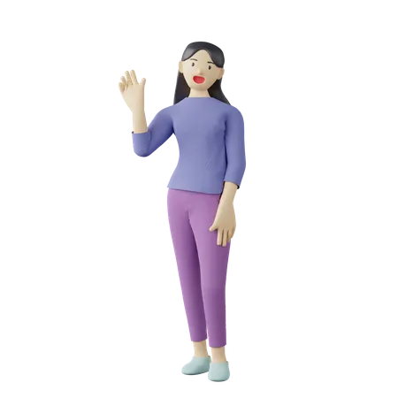 Casual woman say hello  3D Illustration