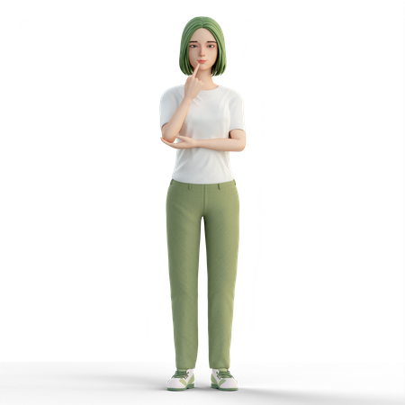 Casual Woman thinking  3D Illustration