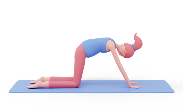 Cat Yoga Pose  3D Illustration