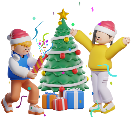 Celebrating Christmas Party  3D Illustration