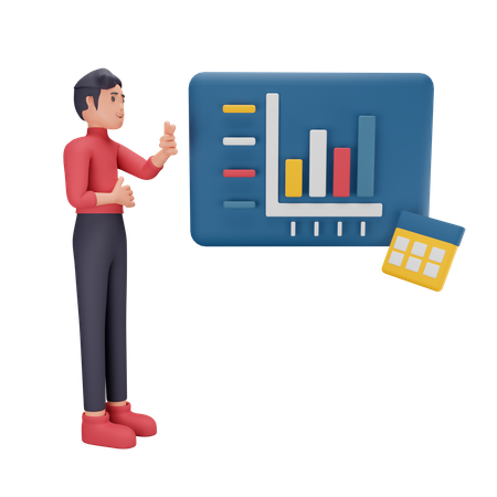 CEO analyzing growth graph  3D Illustration