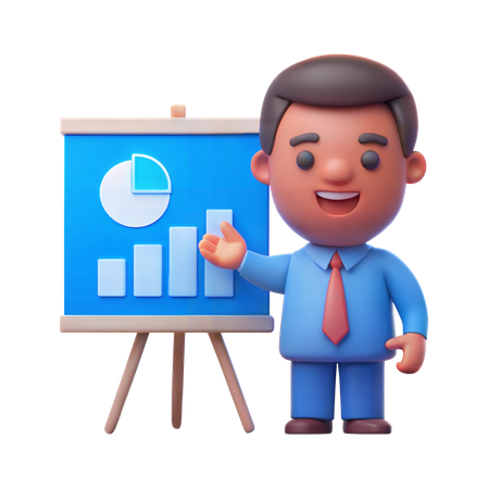 CEO with Presentation Board  3D Illustration