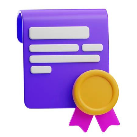 Certificate  3D Icon