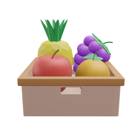 Cesta de frutas  3D Icon