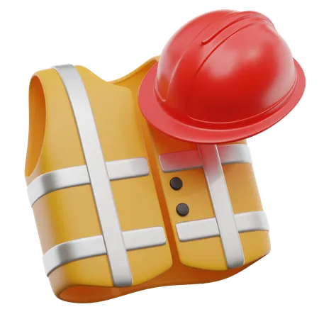 Chaleco de seguridad y casco  3D Icon