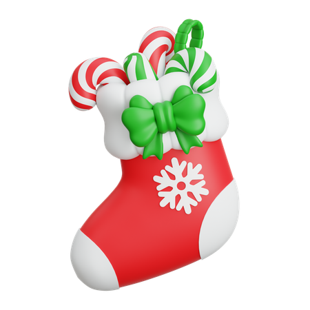 Chaussette de Noël avec des bonbons  3D Icon