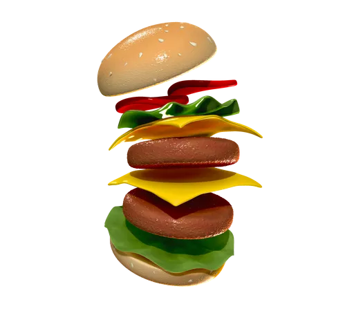 Cheeseburger  3D Illustration