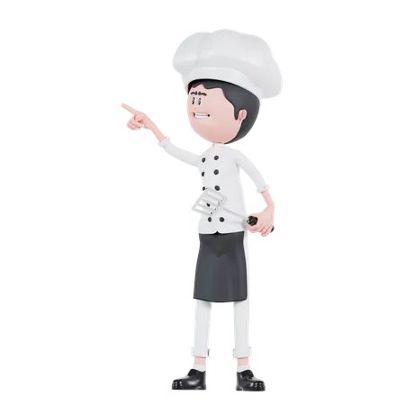 Chef apuntando hacia la derecha  3D Illustration