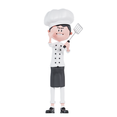 Chef posa con entusiasmo  3D Illustration