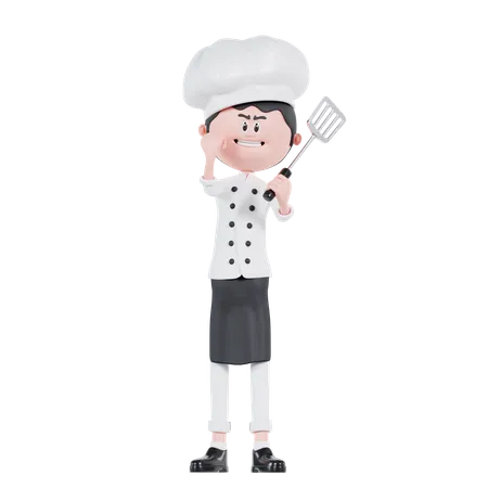 Chef posa con entusiasmo  3D Illustration