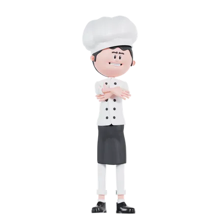 Chef cruza la mano  3D Illustration