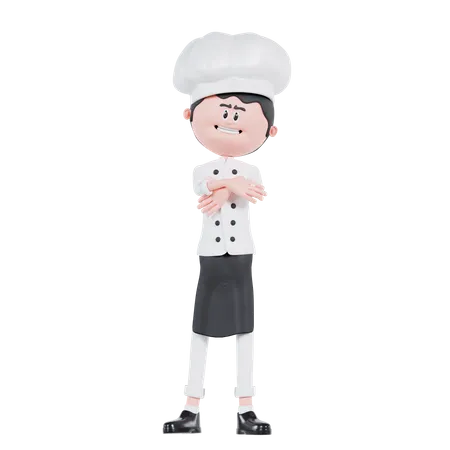 Chef cruza la mano  3D Illustration