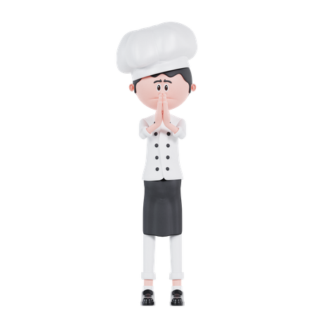 Pose de disculpa del chef  3D Illustration