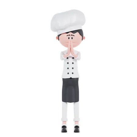 Pose de disculpa del chef  3D Illustration