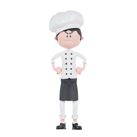 Pose enojada del chef  3D Illustration