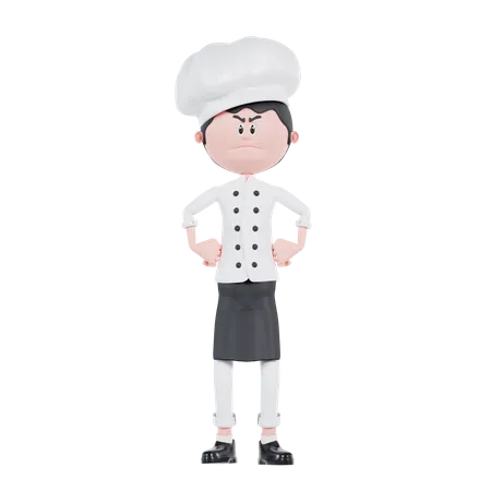 Pose enojada del chef  3D Illustration