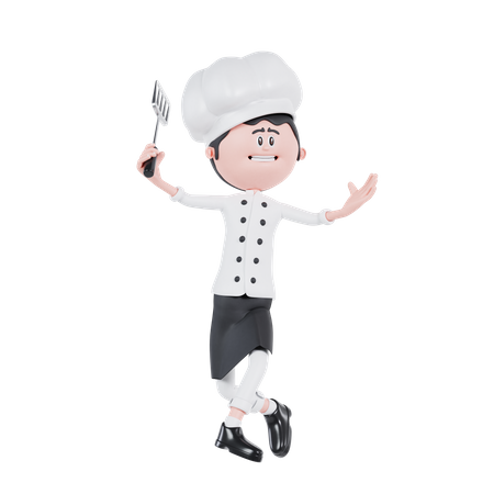 El chef esta bailando  3D Illustration