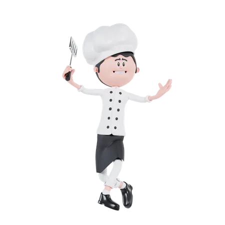 El chef esta bailando  3D Illustration