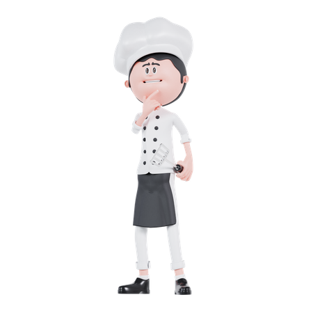 Chef está de pé e pensando  3D Illustration