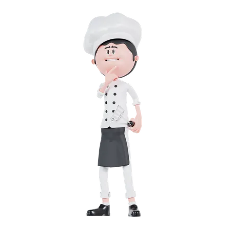 Chef está de pé e pensando  3D Illustration