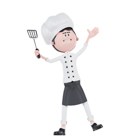 Pose feliz del chef  3D Illustration