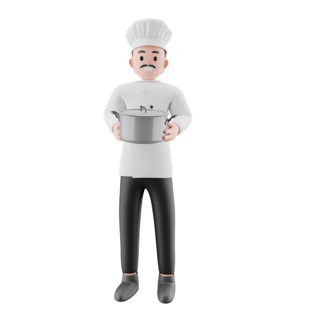 Chef masculin prêt à servir de la nourriture  3D Illustration