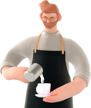 Chef making coffee  3D Illustration