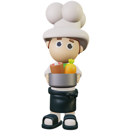 Chef making vegetable recipe  3D Illustration