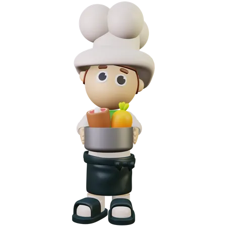 Chef making vegetable recipe  3D Illustration