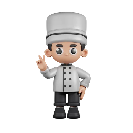 Chef mostrando el signo de la paz  3D Illustration