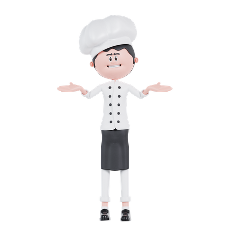 Pose confusa del chef  3D Illustration