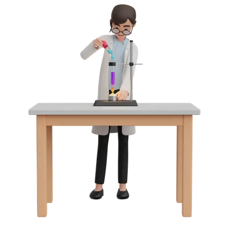 Chemistry Teacher Doing Science Experiment  3D Illustration